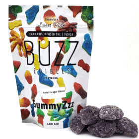 Check Out What Our Clients are Saying! Product Reviews 12 Gummy Sour Grape Slices 400mg front