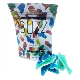 Gummy Sour Sharks 500mg front candy