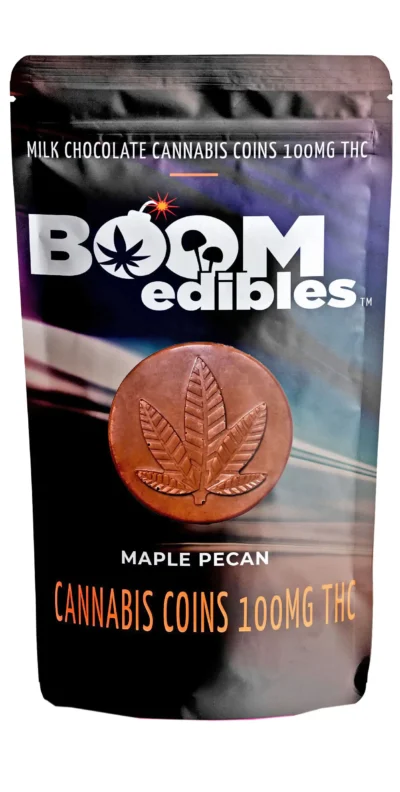 Boom Edibles Cannabis Coins Maple Pecan Indica 100mg