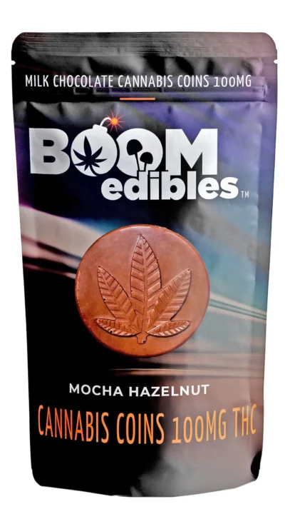 Boom Edibles Cannabis Coins Mocha Hazelnut Indica 100mg