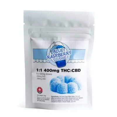 Blue Raspberry Slushie Candy 50mg | 200mg THC : 200mg CBD | 400mg