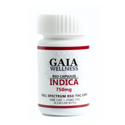 Gaia Wellness | 25mg Indica RSO Capsules | 750mg THC