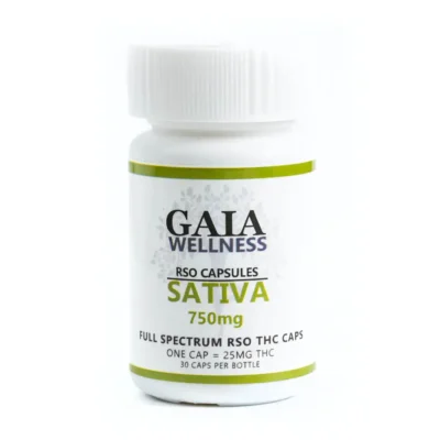 Gaia Wellness | 25mg Sativa RSO Capsules | 750mg THC