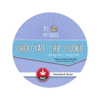 P.S. I’m Baked | Two Chocolate Chip Cookies | 50mg THC / 10mg CBD