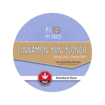 P.S. I’m Baked | Two Cinnamon Bun Blondies | 50mg THC / 10mg CBD