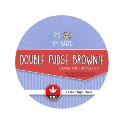P.S. I’m Baked | Two Double Fudge Brownies | 200mg THC / 40mg CBD
