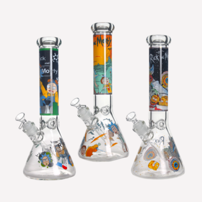 Glass Bong Rick And Morty 7mm 14″Mixed Prints buzzedibles
