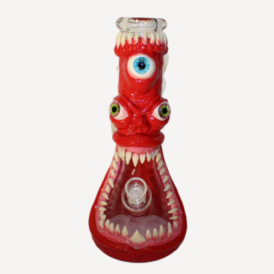 3D Monster Hand Painting Glass Bong 7mm 13″Red buzzedibles