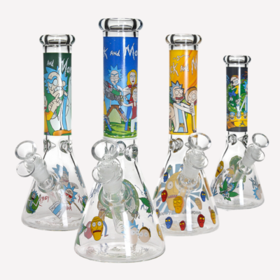 Rick and Morty Decal Glass Bong 10″ Bowl 14mm buzzedibles
