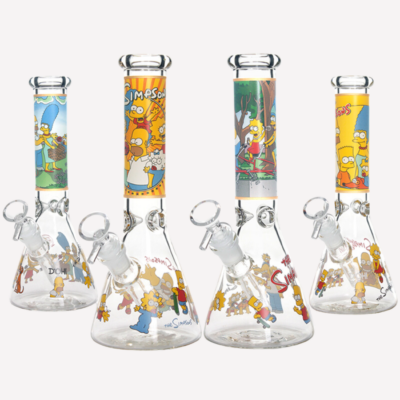 Simpsons Decal Glass Bong 10″ Bowl 14mm buzzedibles