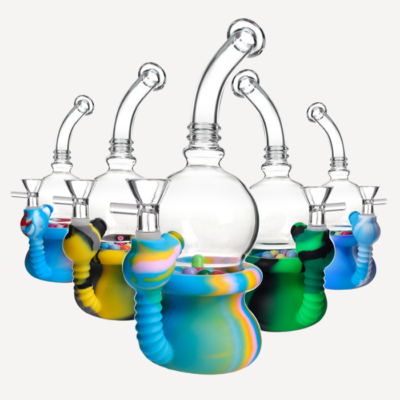 Multi Colour Bubble Gum Machine Silicone and Glass Bong 9″ buzzedibles