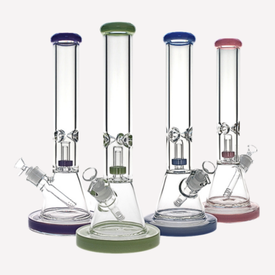 Large Base 3 Prong Ice Pinch Removable Downstem Glass Bong 15″ buzzedibles