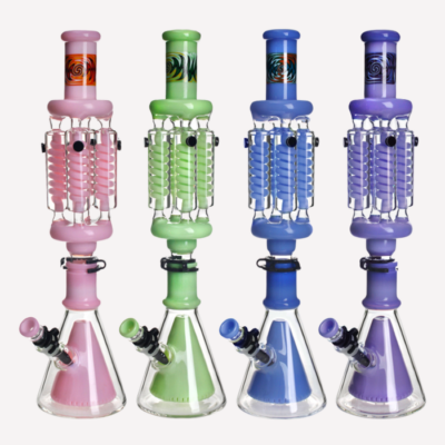 Freezable 4 Coil Chamber Glass Bong 21″ buzzedibles