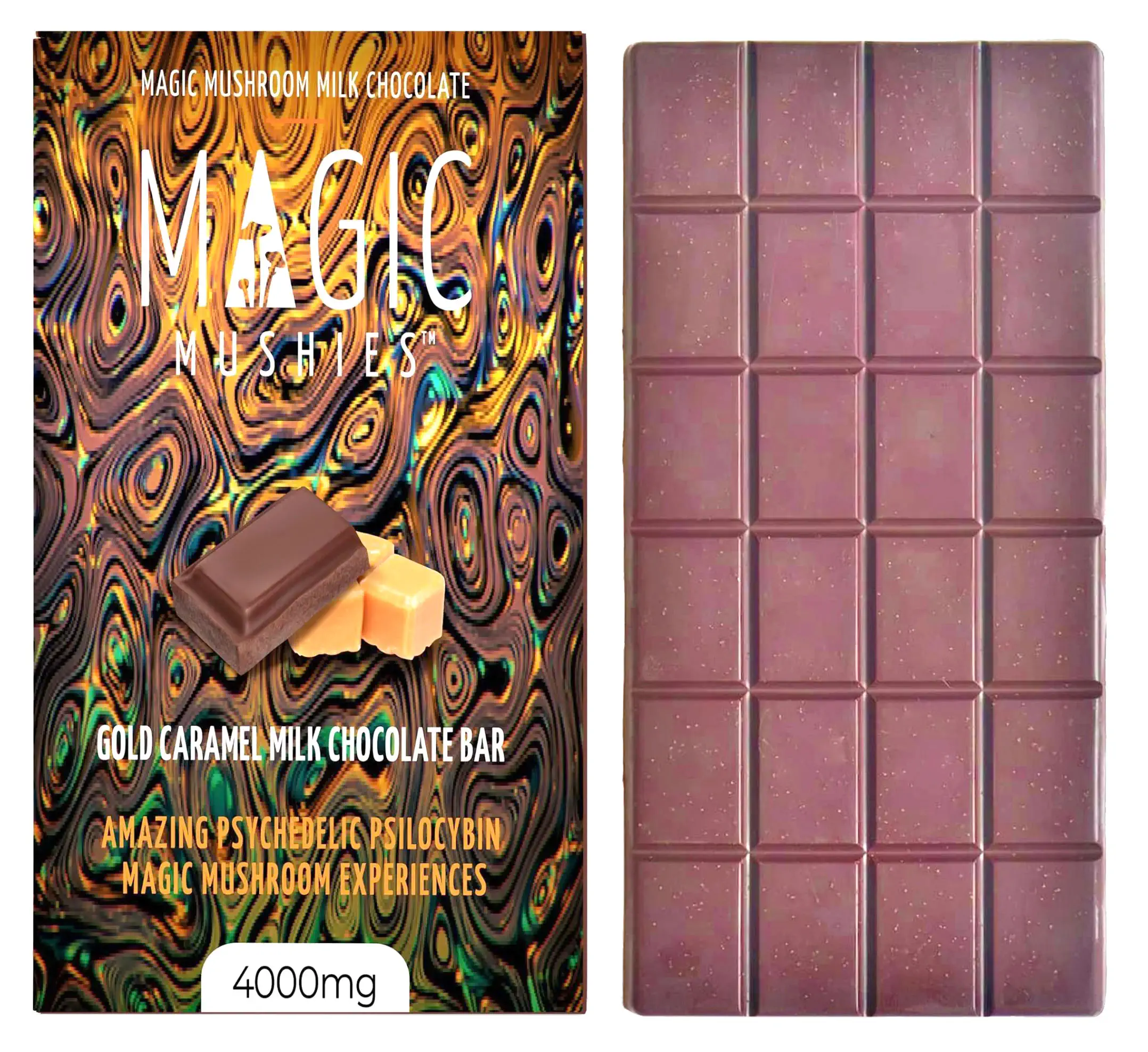 Magic Mushroom Gold Caramel Milk Chocolate Bar-4000mg buzzedibles