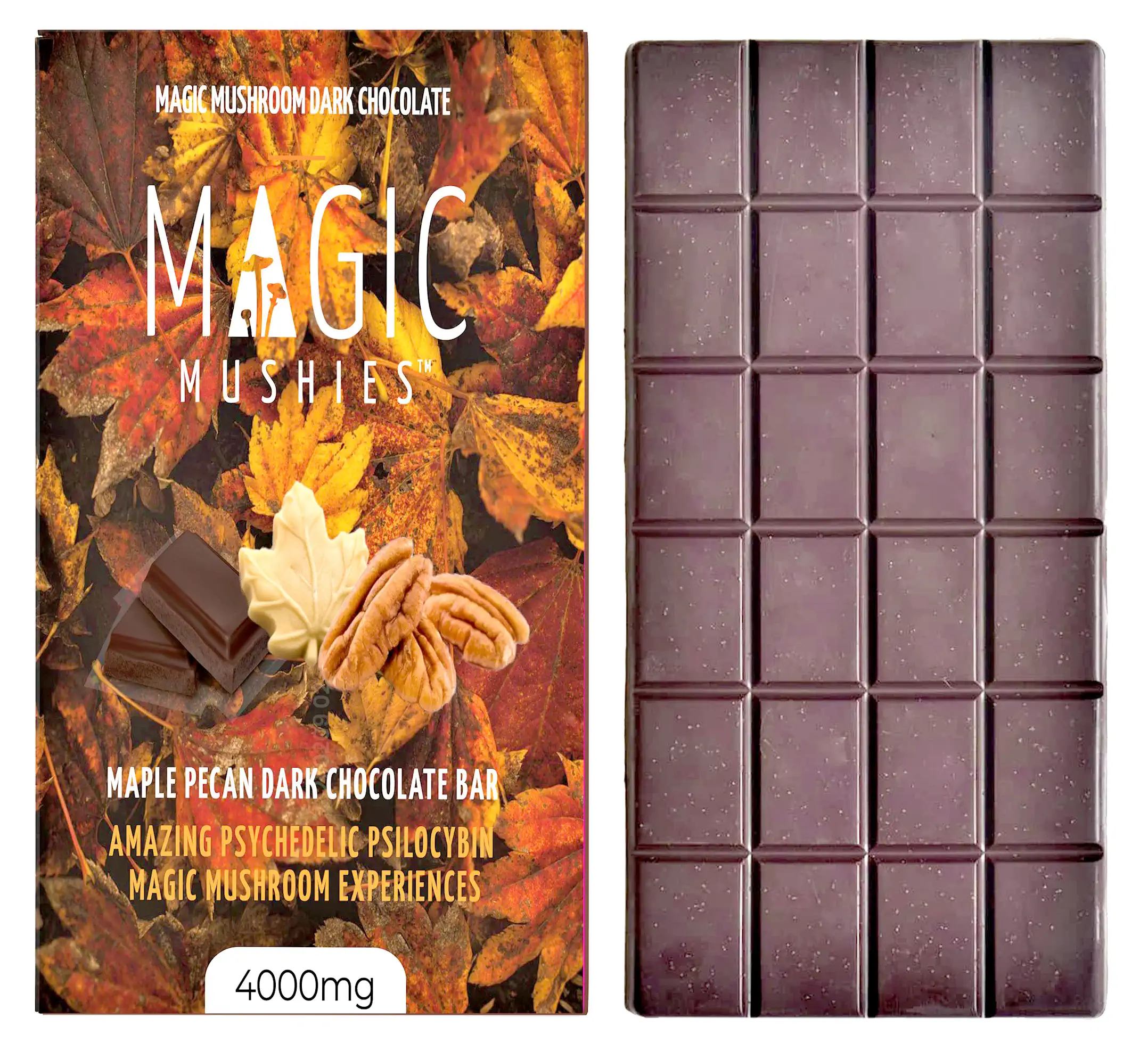 Magic Mushroom Maple Pecan Dark Chocolate Bar 4000mg buzzedibles